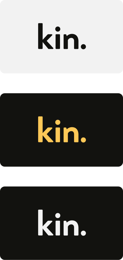 The Kin logo in black, yellow, and white